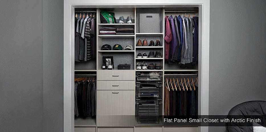Perfect for a modern home, our arctic finish closet designs work in any size closet and match almost any style.
