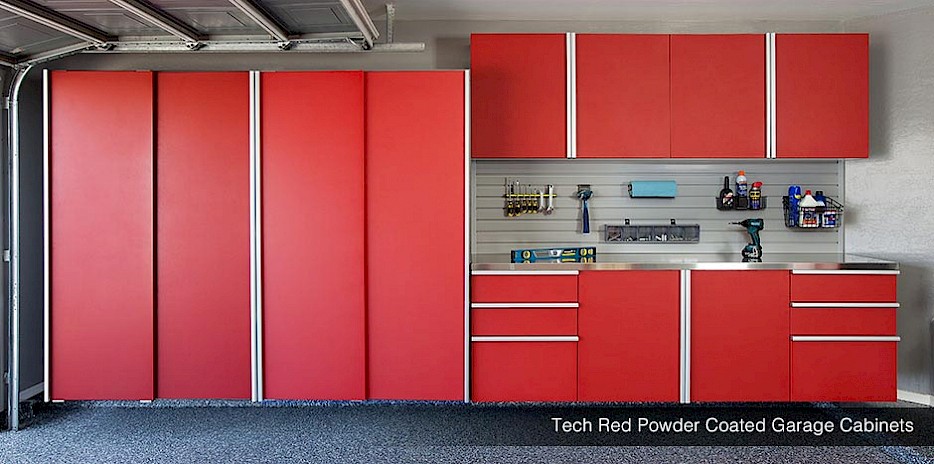 Go bold with color and organization power with our tech red powder coated cabinets.