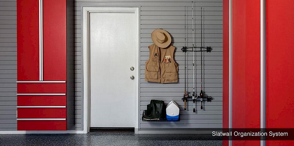 Use a slatwall system to hang everything from tools, to life vests, to fishing gear. It is a completely multi-functional storage system.